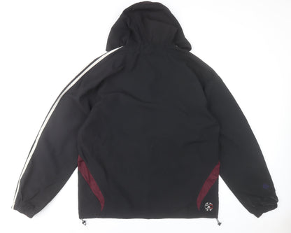 Adidas Men’s Black Polyester Windbreaker Jacket Size M Hooded Sports
