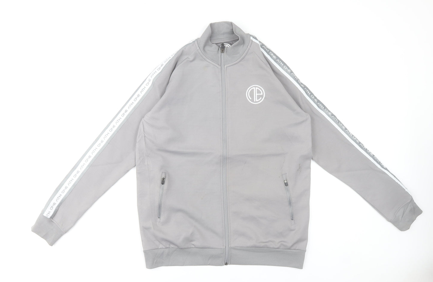 One Athletic Men Grey L Basic Zip Jacket Sports Casual