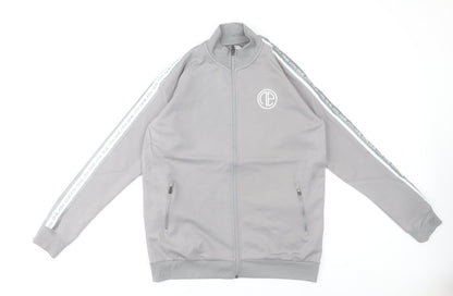 One Athletic Men Grey L Basic Zip Jacket Sports Casual