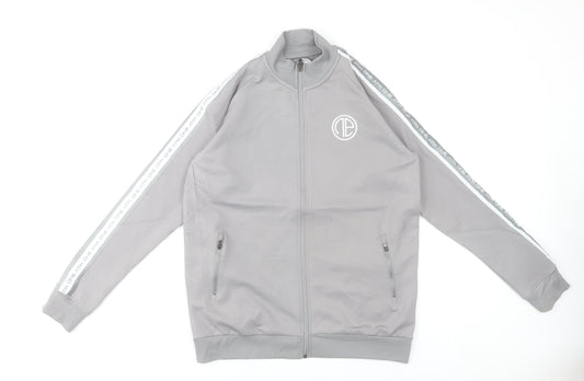 One Athletic Men Grey L Basic Zip Jacket Sports Casual