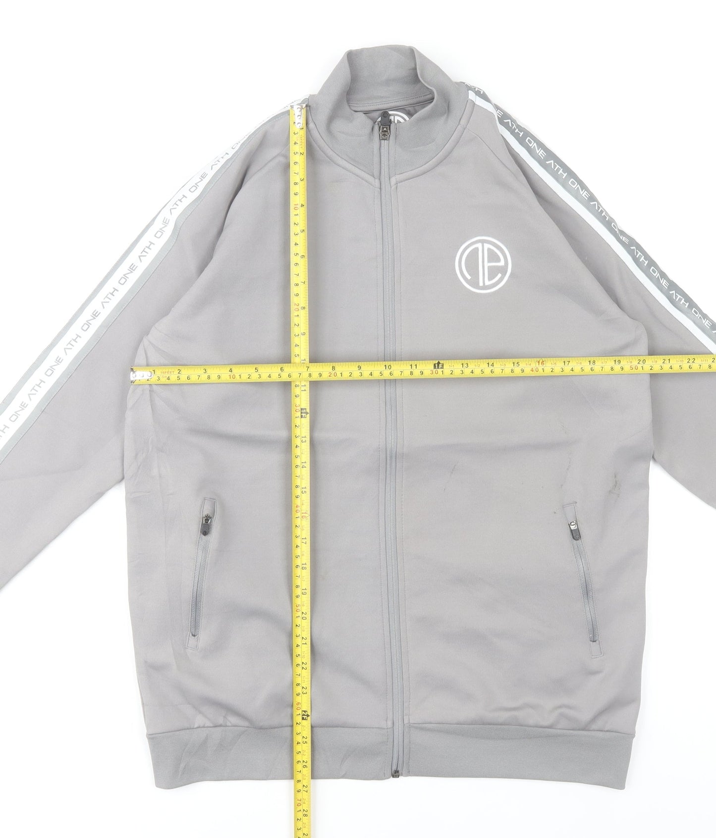 One Athletic Men Grey L Basic Zip Jacket Sports Casual