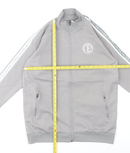 One Athletic Men Grey L Basic Zip Jacket Sports Casual