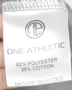 One Athletic Men Grey L Basic Zip Jacket Sports Casual