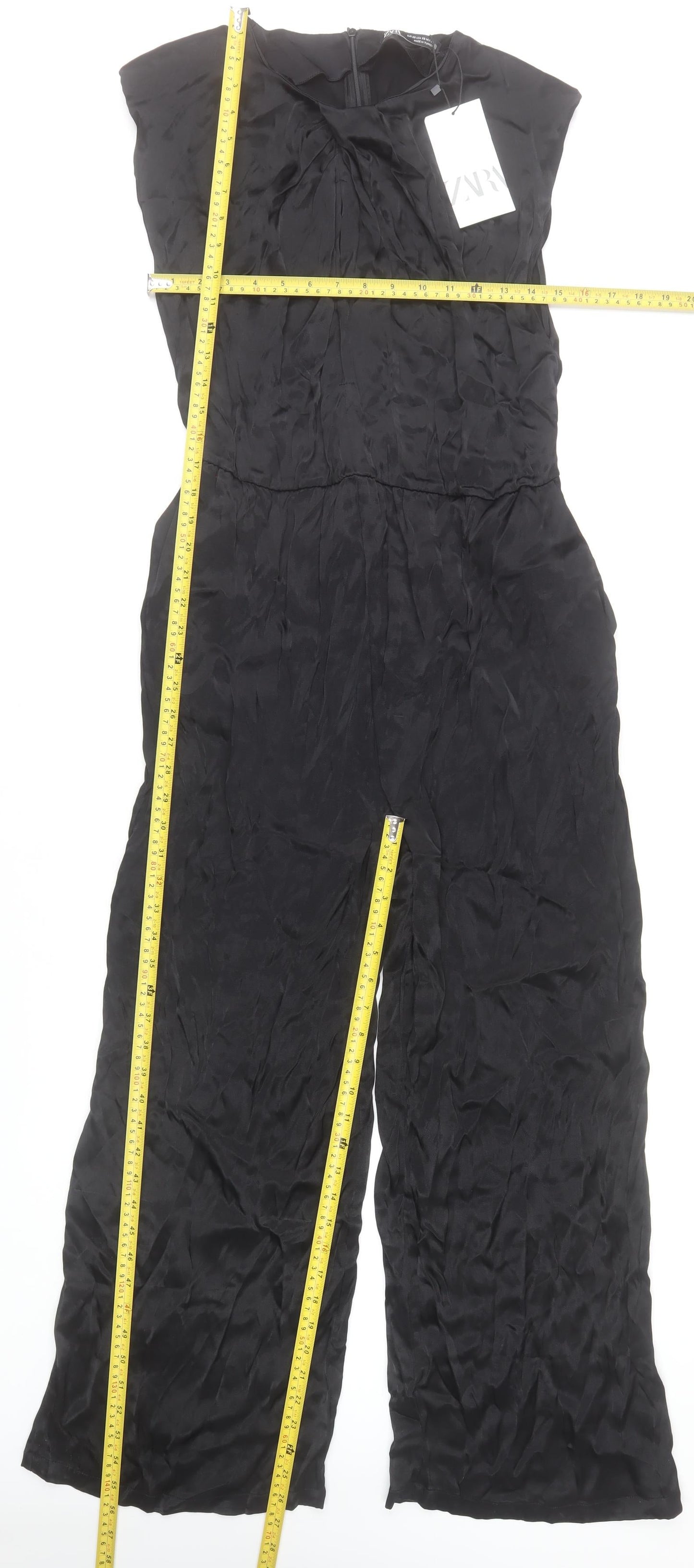 Zara Womens Black XS Sleeveless Wide-Leg Jumpsuit Viscose