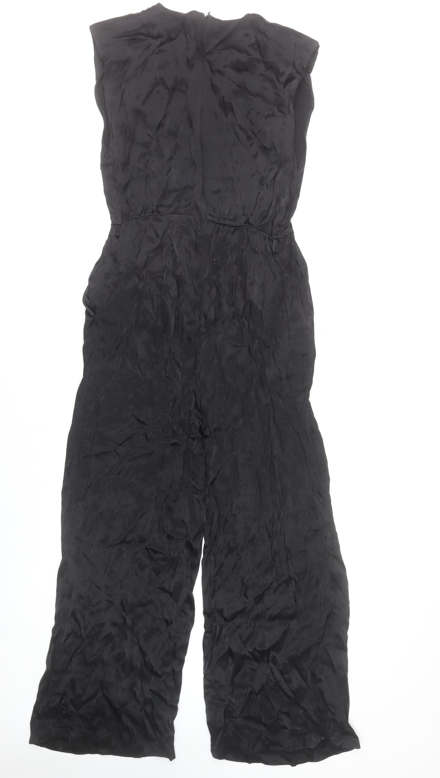 Zara Womens Black XS Sleeveless Wide-Leg Jumpsuit Viscose