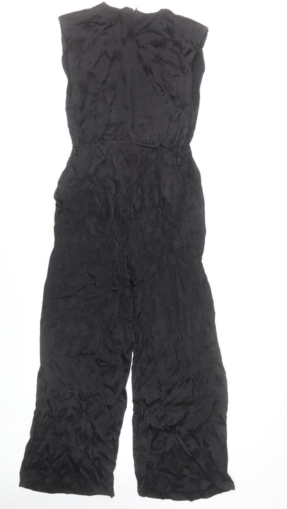 Zara Womens Black XS Sleeveless Wide-Leg Jumpsuit Viscose