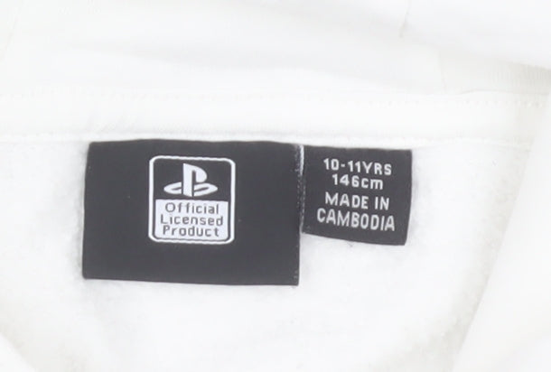 PlayStation Boys White Pullover Hoodie 10-11 Years Logo Graphic Gaming