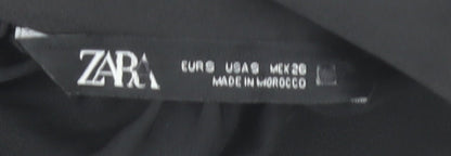Zara Women Black Satin Cropped Button-Up Shirt Size S