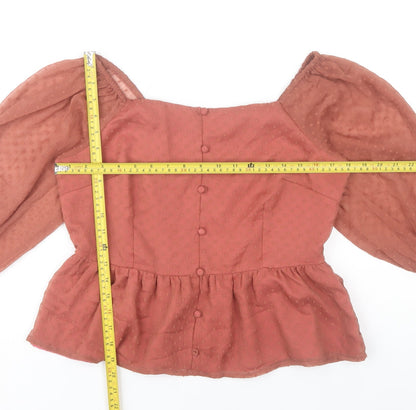 FabAlley Women’s Pink Blouse L Puff Sleeve Tunic Top