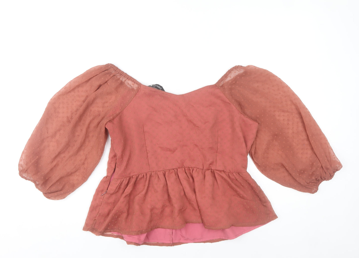FabAlley Women’s Pink Blouse L Puff Sleeve Tunic Top