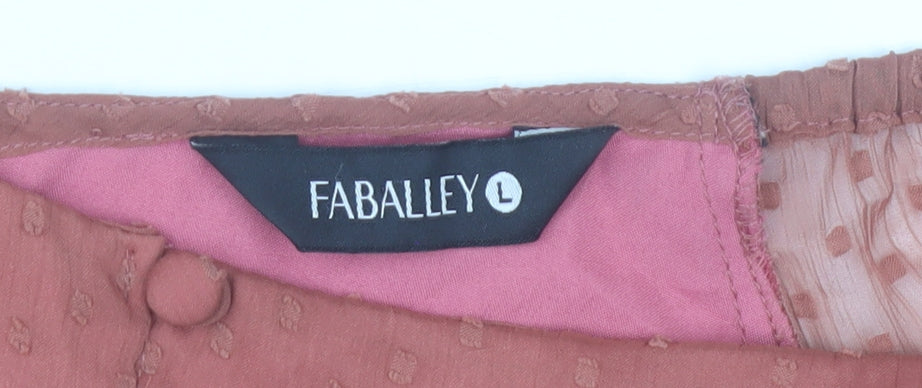 FabAlley Women’s Pink Blouse L Puff Sleeve Tunic Top