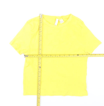 H&M Women’s Yellow Short Sleeve Basic Jersey T-Shirt Size L
