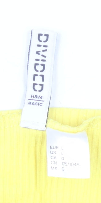 H&M Women’s Yellow Short Sleeve Basic Jersey T-Shirt Size L