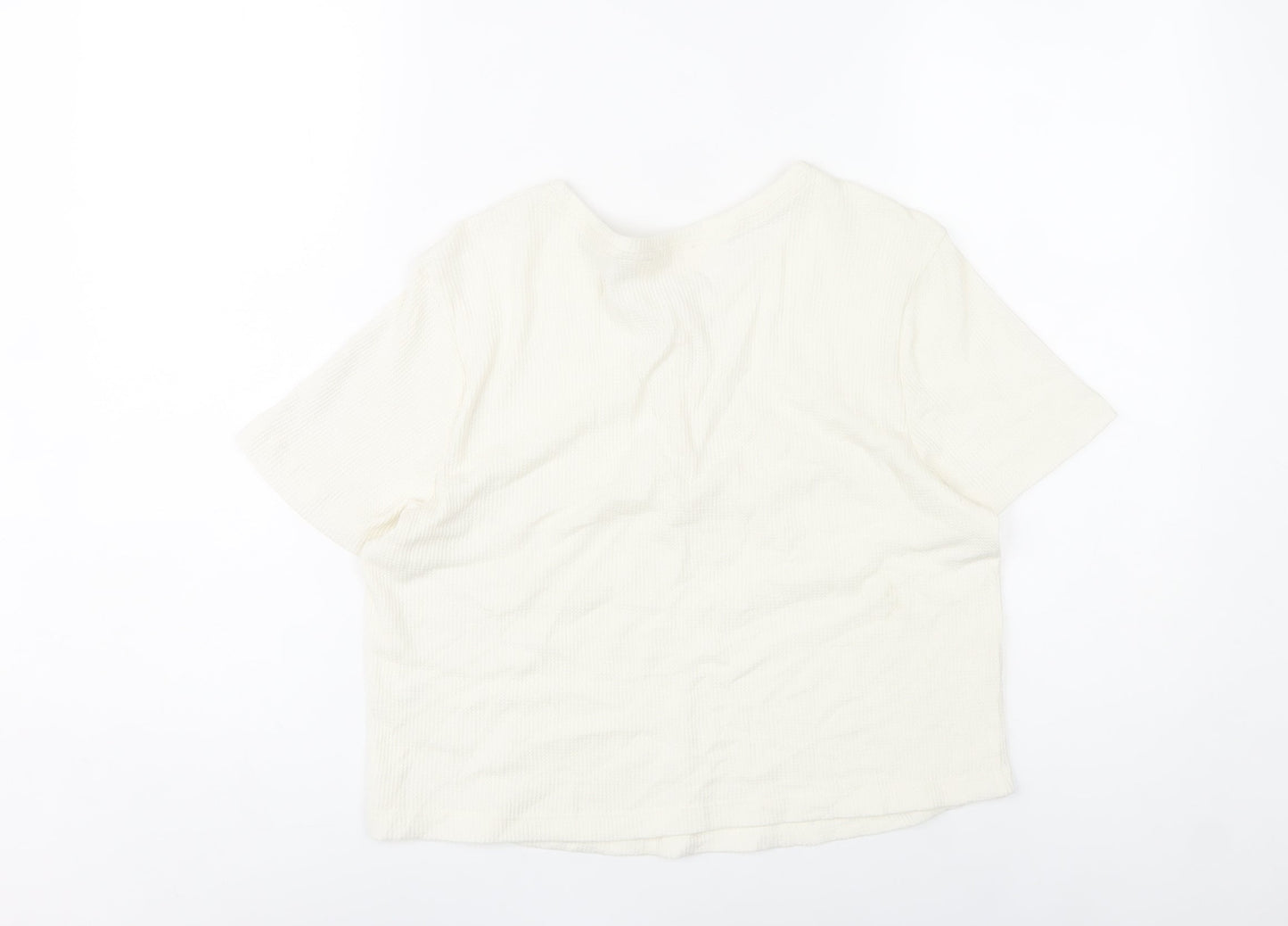 Marks and Spencer Womens Ivory Henley T-Shirt Size L Short Sleeve