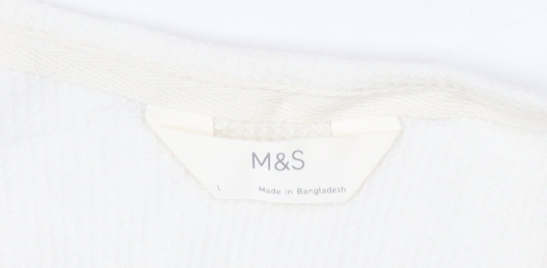 Marks and Spencer Womens Ivory Henley T-Shirt Size L Short Sleeve