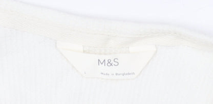 Marks and Spencer Womens Ivory Henley T-Shirt Size L Short Sleeve