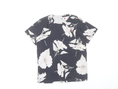 Reserva Mini Teens Black Floral Cotton Crew Neck T-Shirt Size 14