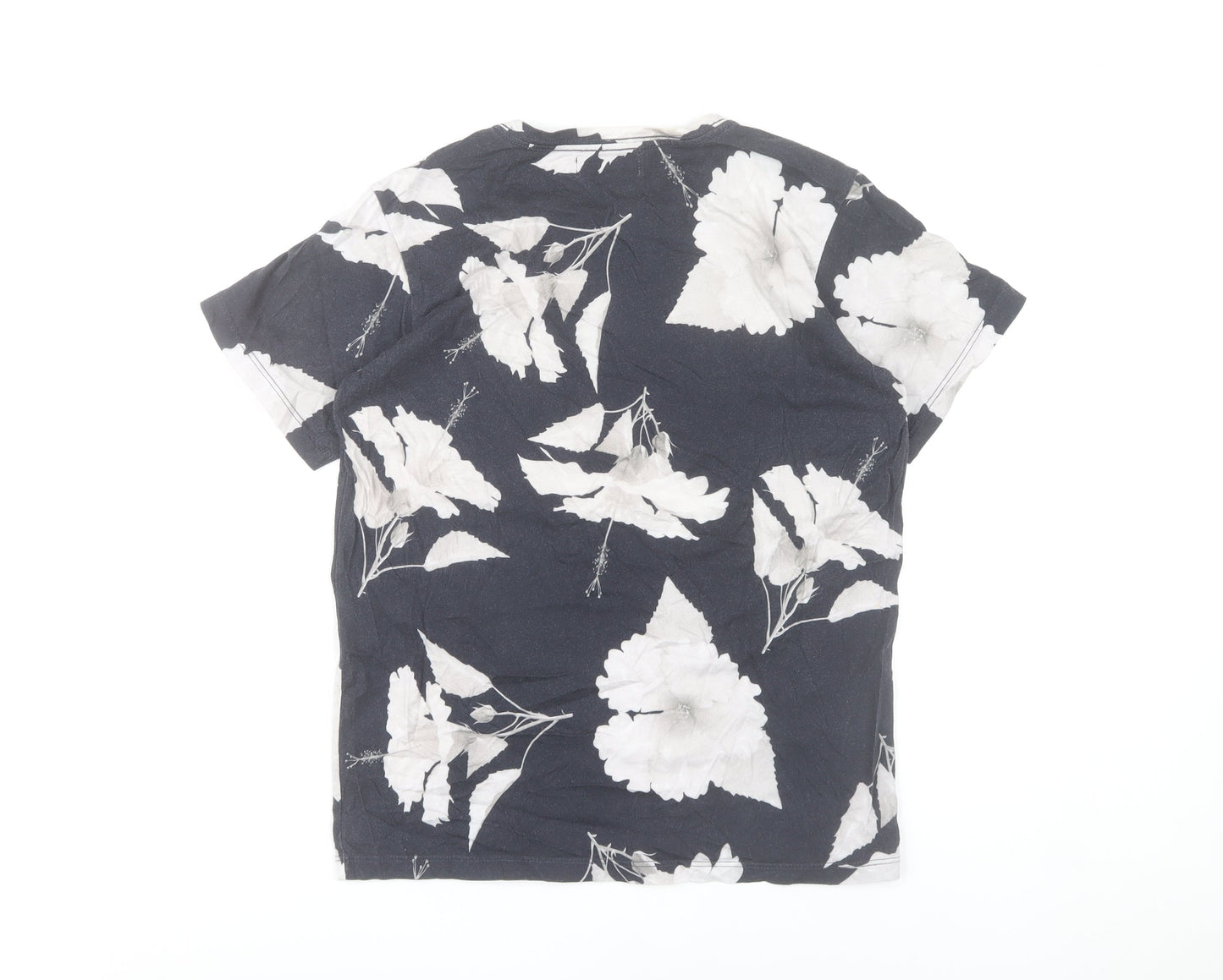 Reserva Mini Teens Black Floral Cotton Crew Neck T-Shirt Size 14
