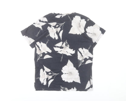 Reserva Mini Teens Black Floral Cotton Crew Neck T-Shirt Size 14