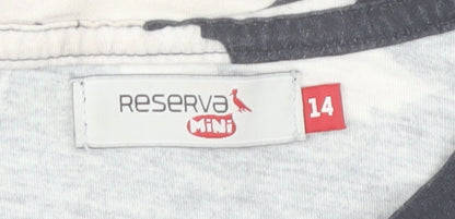 Reserva Mini Teens Black Floral Cotton Crew Neck T-Shirt Size 14
