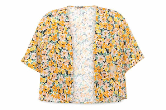 F&F Women’s Multicoloured Floral Kimono Blouse UK 12 Viscose