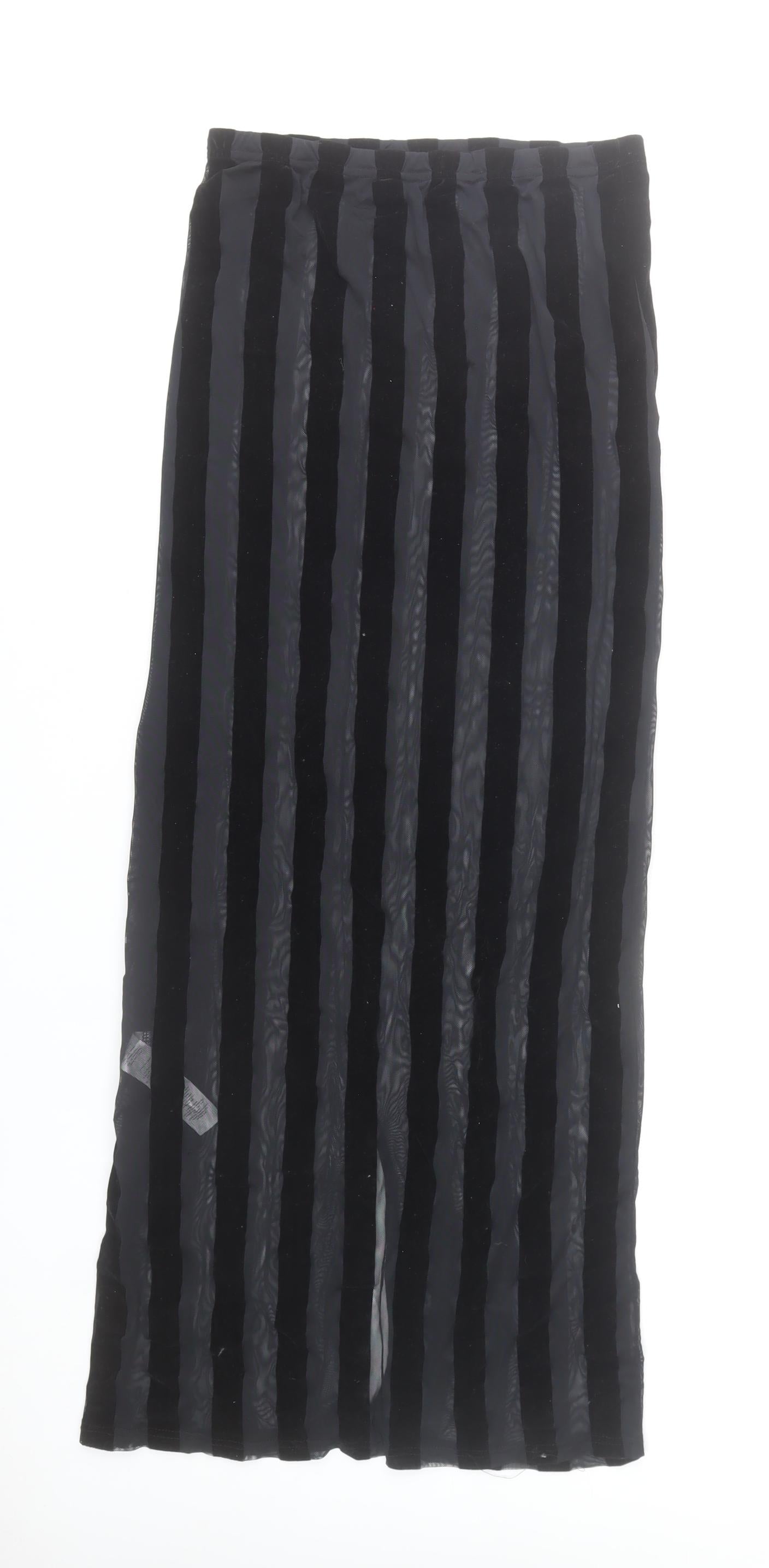 PrettyLittleThing Women’s Black Size 8 Long Stripe Pencil Skirt