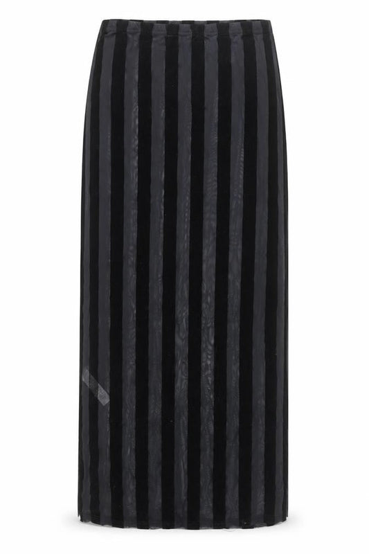 PrettyLittleThing Women’s Black Size 8 Long Stripe Pencil Skirt