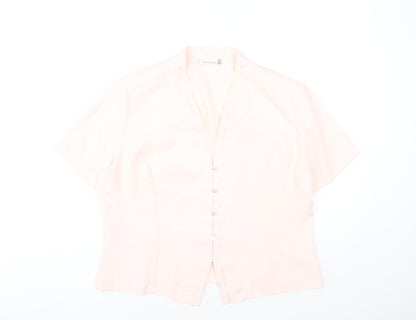 Country Casuals Women Pink Size 16 Blouse Short Sleeve V-Neck