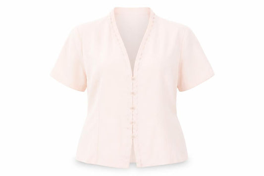 Country Casuals Women Pink Size 16 Blouse Short Sleeve V-Neck
