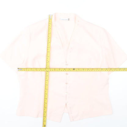 Country Casuals Women Pink Size 16 Blouse Short Sleeve V-Neck