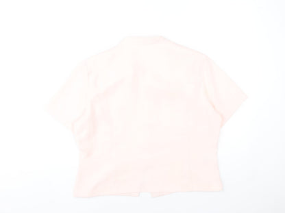 Country Casuals Women Pink Size 16 Blouse Short Sleeve V-Neck
