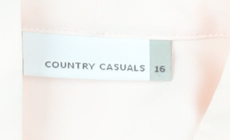 Country Casuals Women Pink Size 16 Blouse Short Sleeve V-Neck