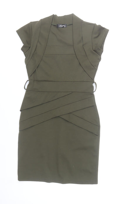 FeverFish Women’s Green Bodycon Knee Length Dress Size 10