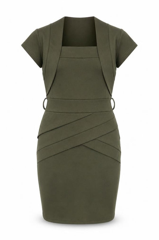 FeverFish Women’s Green Bodycon Knee Length Dress Size 10
