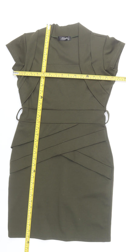 FeverFish Women’s Green Bodycon Knee Length Dress Size 10