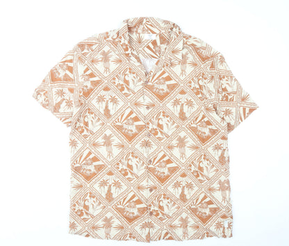 Chelsea Peers Men's Brown Hawaiian Viscose Shirt XL Short Sleeve