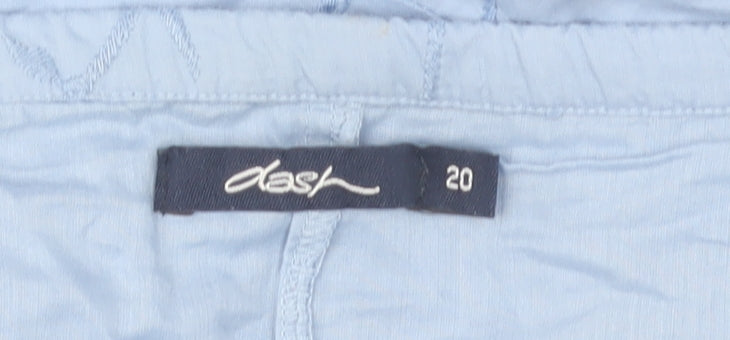 Dash Women’s Blue Cotton Midi Flared Skirt Size 20 Embroidered