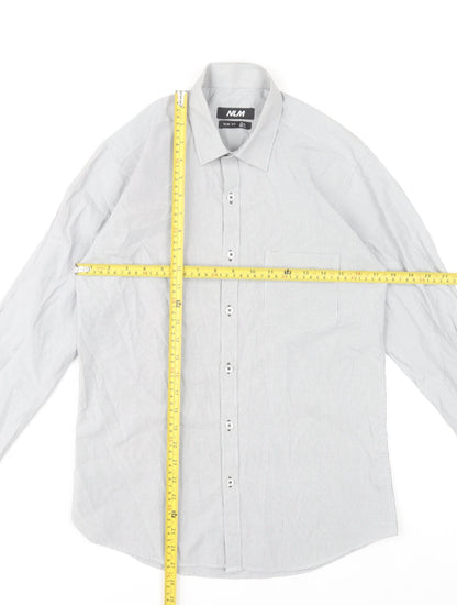 NLM Mens Grey Slim Fit Long Sleeve Dress Shirt 15in 38cm