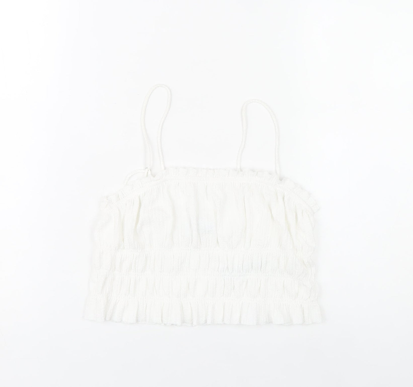 Bershka Womens White Spaghetti Strap Camisole Tank Top S