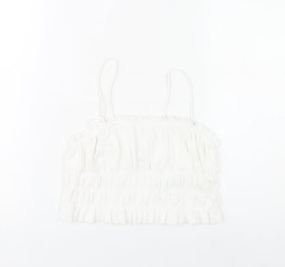 Bershka Womens White Spaghetti Strap Camisole Tank Top S
