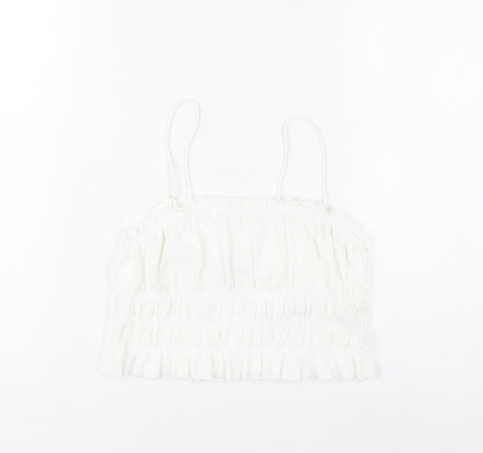 Bershka Womens White Spaghetti Strap Camisole Tank Top S