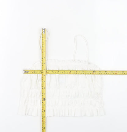 Bershka Womens White Spaghetti Strap Camisole Tank Top S