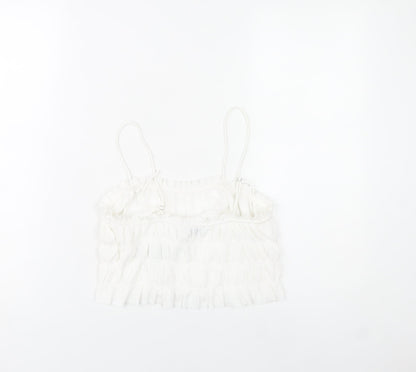 Bershka Womens White Spaghetti Strap Camisole Tank Top S