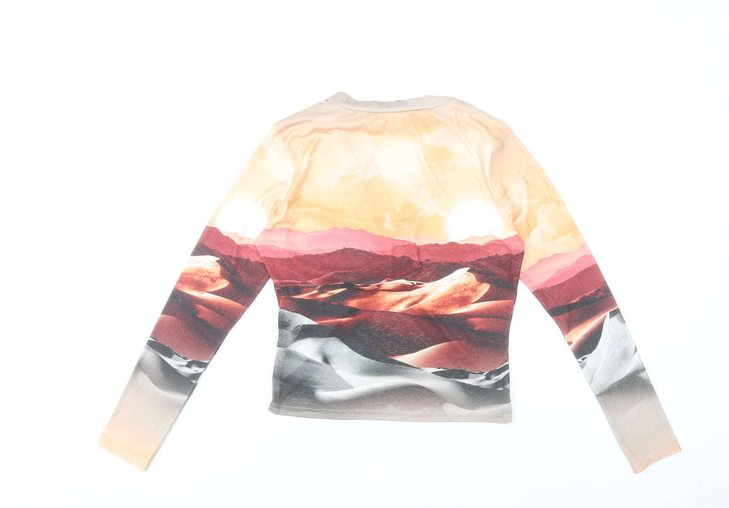 Missguided Women’s Multicoloured Size 12 Cropped V-Neck Long Sleeve Top