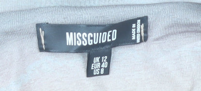 Missguided Women’s Multicoloured Size 12 Cropped V-Neck Long Sleeve Top