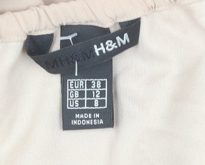 H&M Women Beige Size 12 Shift Puff Sleeve Knee Length Dress