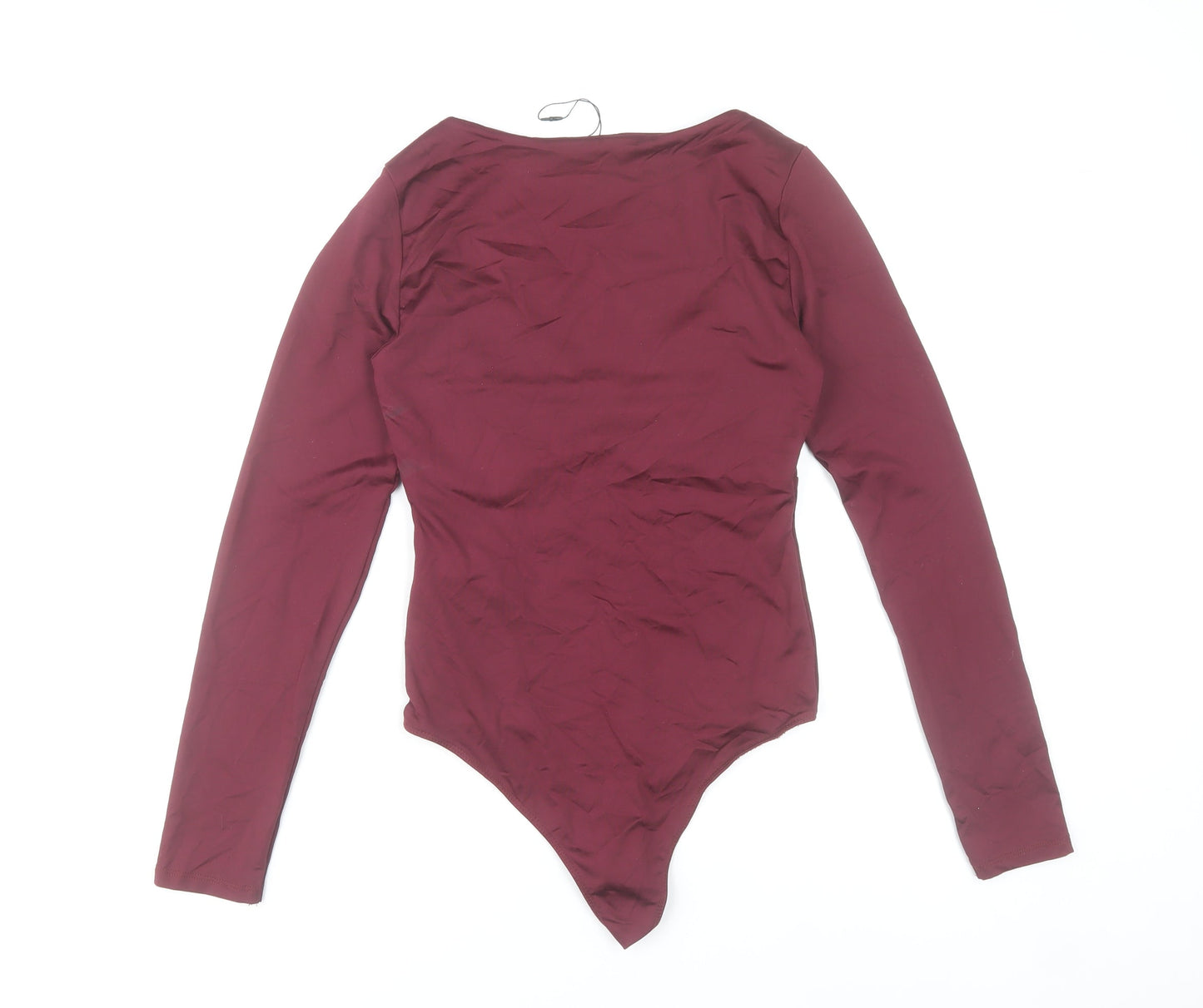 Stradivarius Women’s Red Long Sleeve Square Neck Bodysuit Size 8