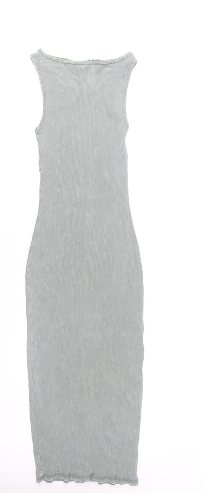 H&M Women’s Green Bodycon Midi Dress Size 12 Sleeveless Stretch