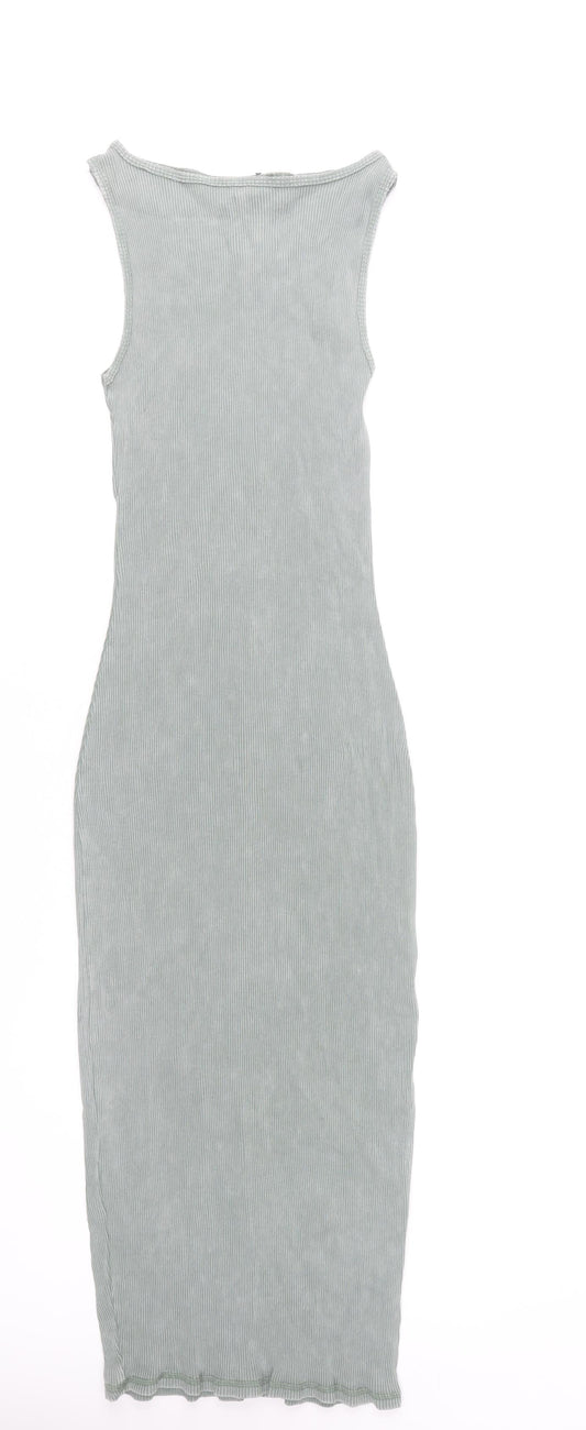 H&M Women’s Green Bodycon Midi Dress Size 12 Sleeveless Stretch