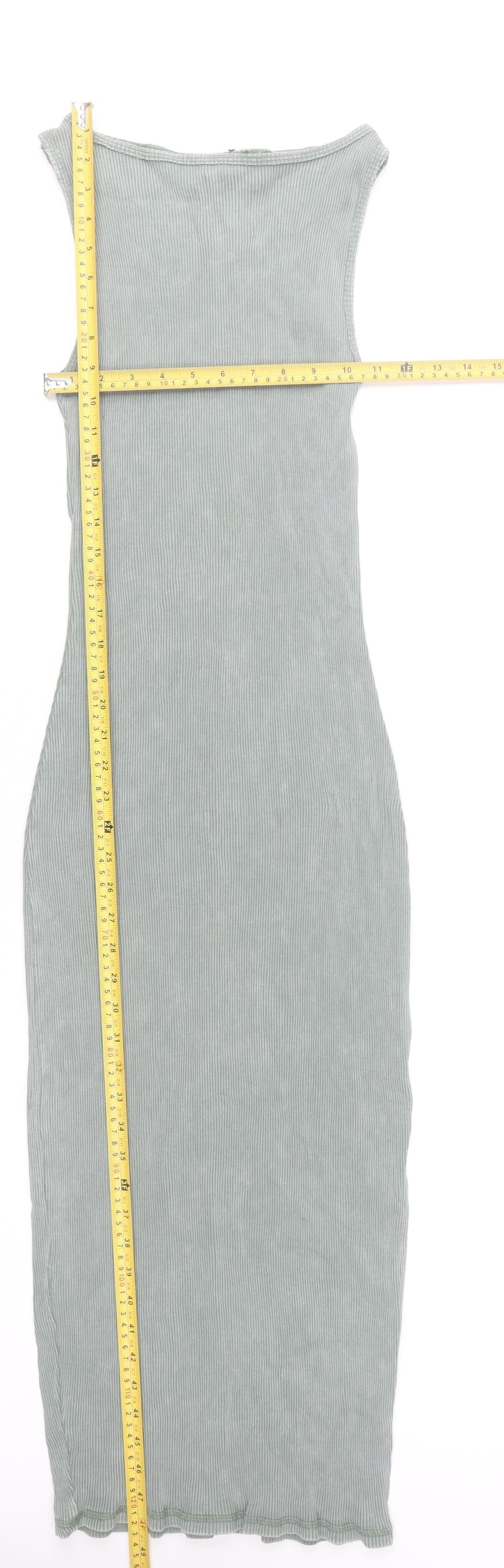H&M Women’s Green Bodycon Midi Dress Size 12 Sleeveless Stretch